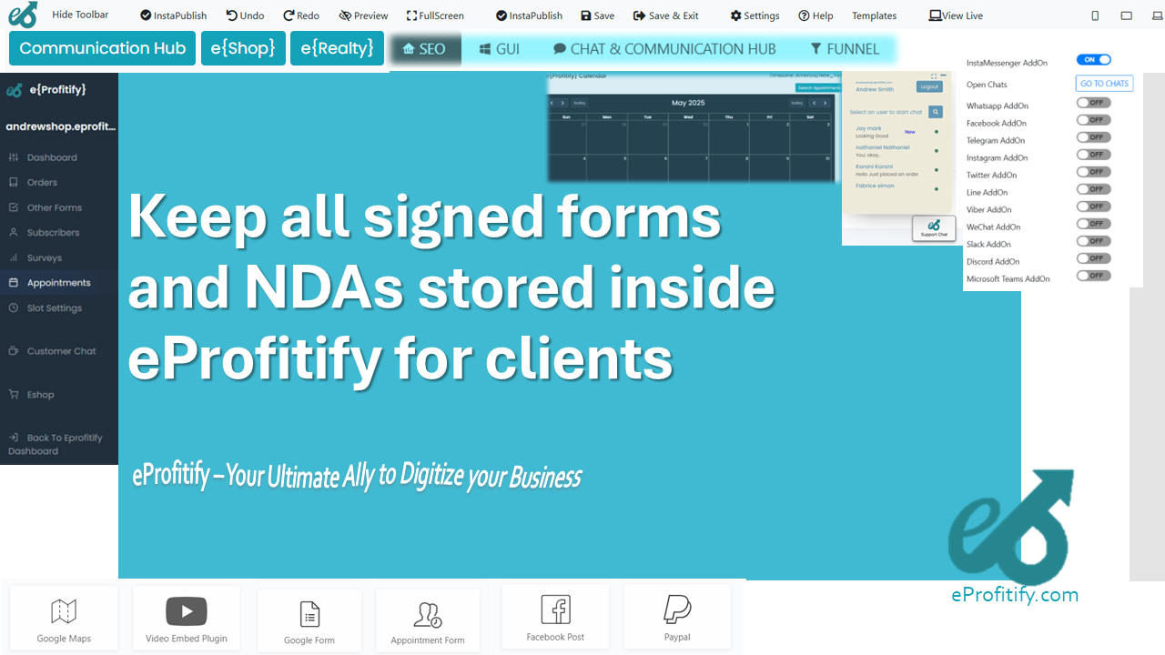Keep all signed forms and NDAs stored inside eProfitify for clients